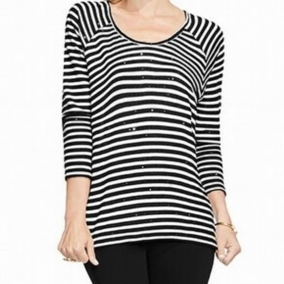 Vince Camuto Tops - Sequin Blk & Wht StripedTop